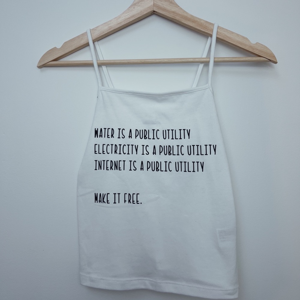 Basic human rights white Spaghetti strap top